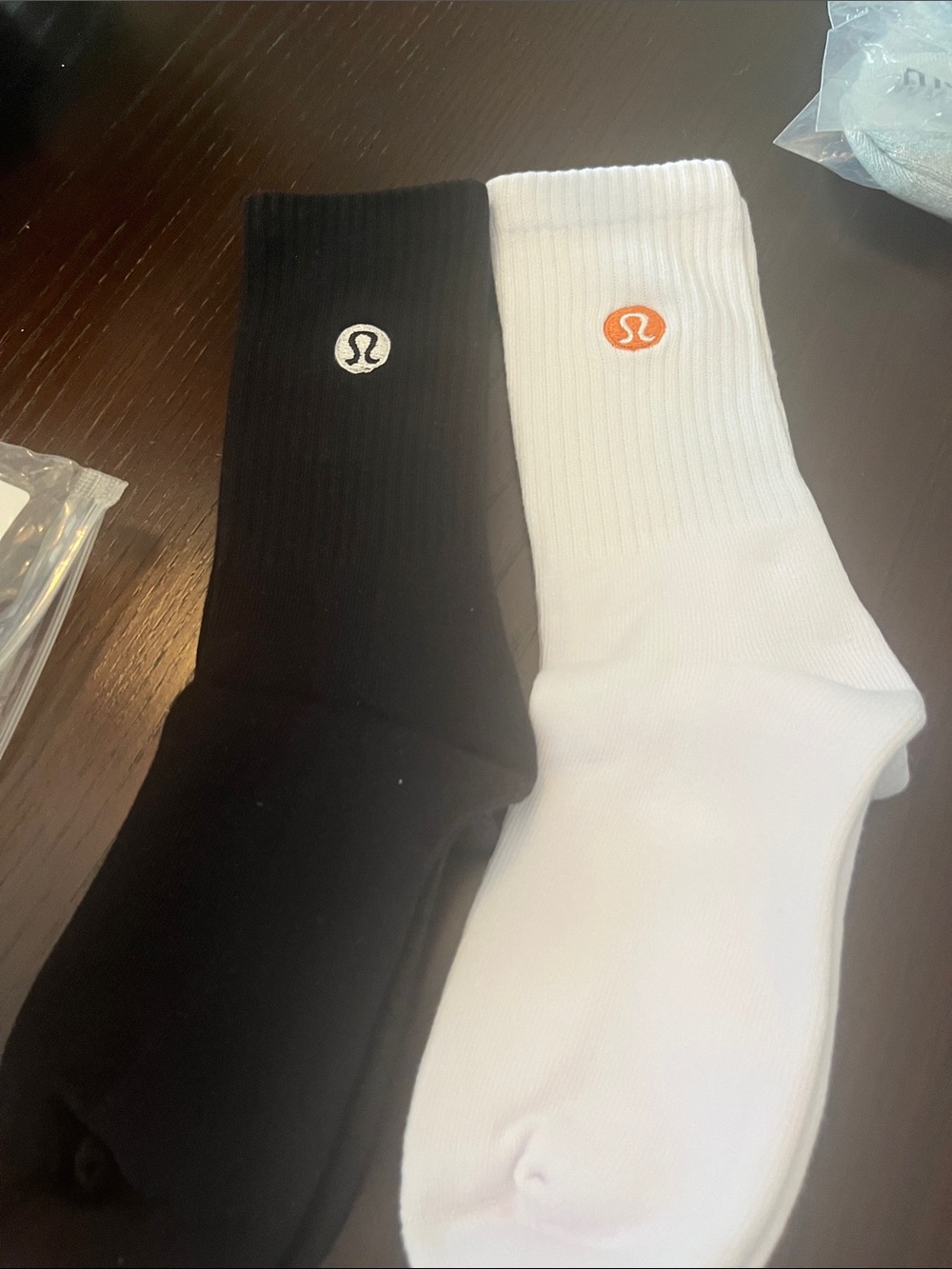 NWOT lululemon athletica Black & White Crew Socks with Logo
